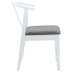 Dining Chair 2 pcs White and Grey Solid Rubber Wood