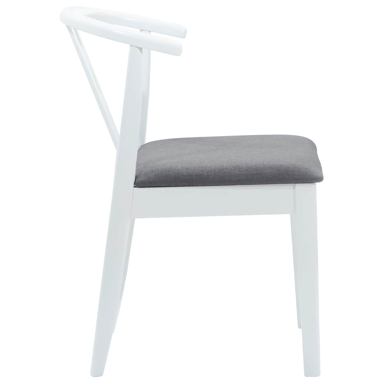 Dining Chair 2 pcs White and Grey Solid Rubber Wood