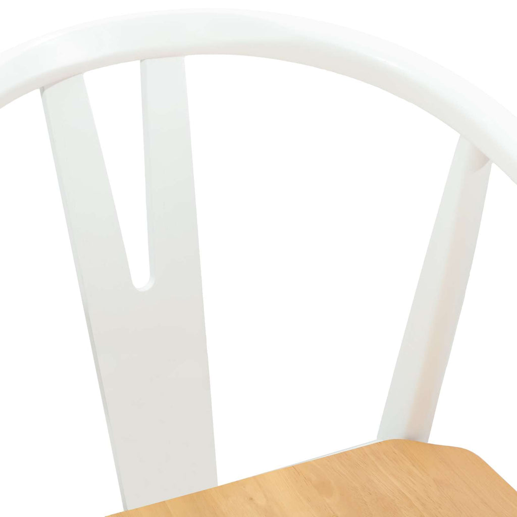 Dining Chair 2 pcs White and Natural Solid Rubber Wood