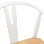 Dining Chair 2 pcs White and Natural Solid Rubber Wood