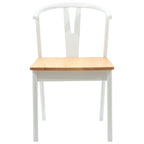 Dining Chair 2 pcs White and Natural Solid Rubber Wood