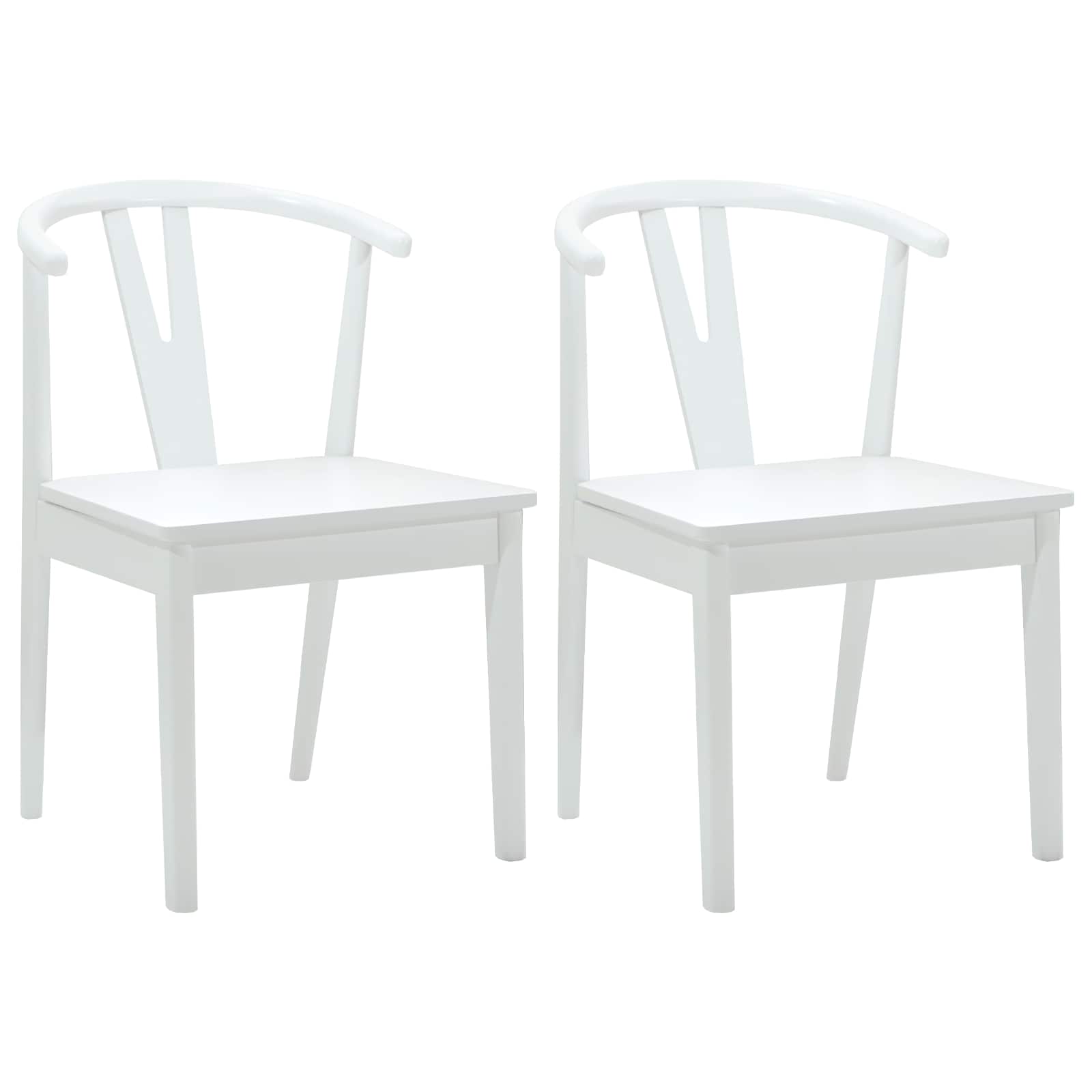 Dining Chair 2 pcs White and White Solid Rubber Wood