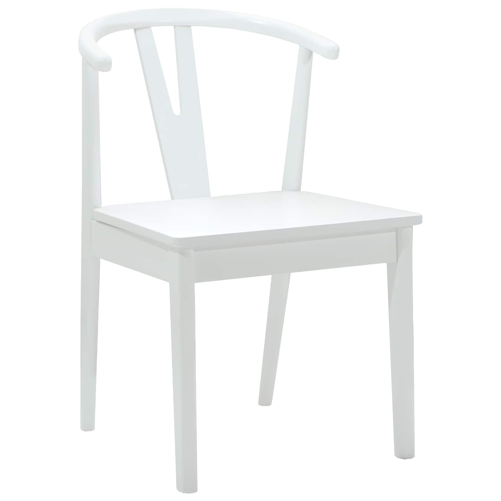 Dining Chair 2 pcs White and White Solid Rubber Wood