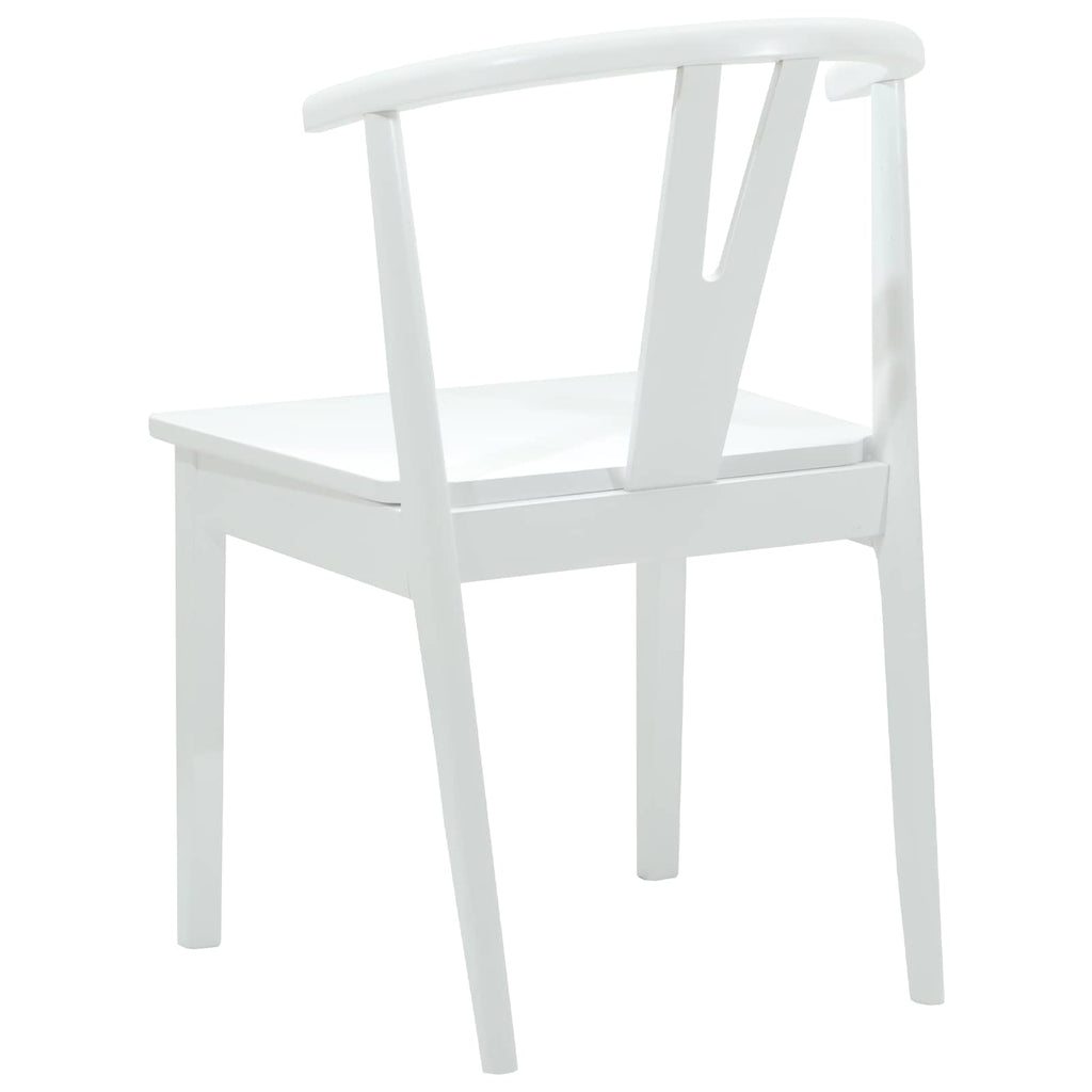Dining Chair 2 pcs White and White Solid Rubber Wood
