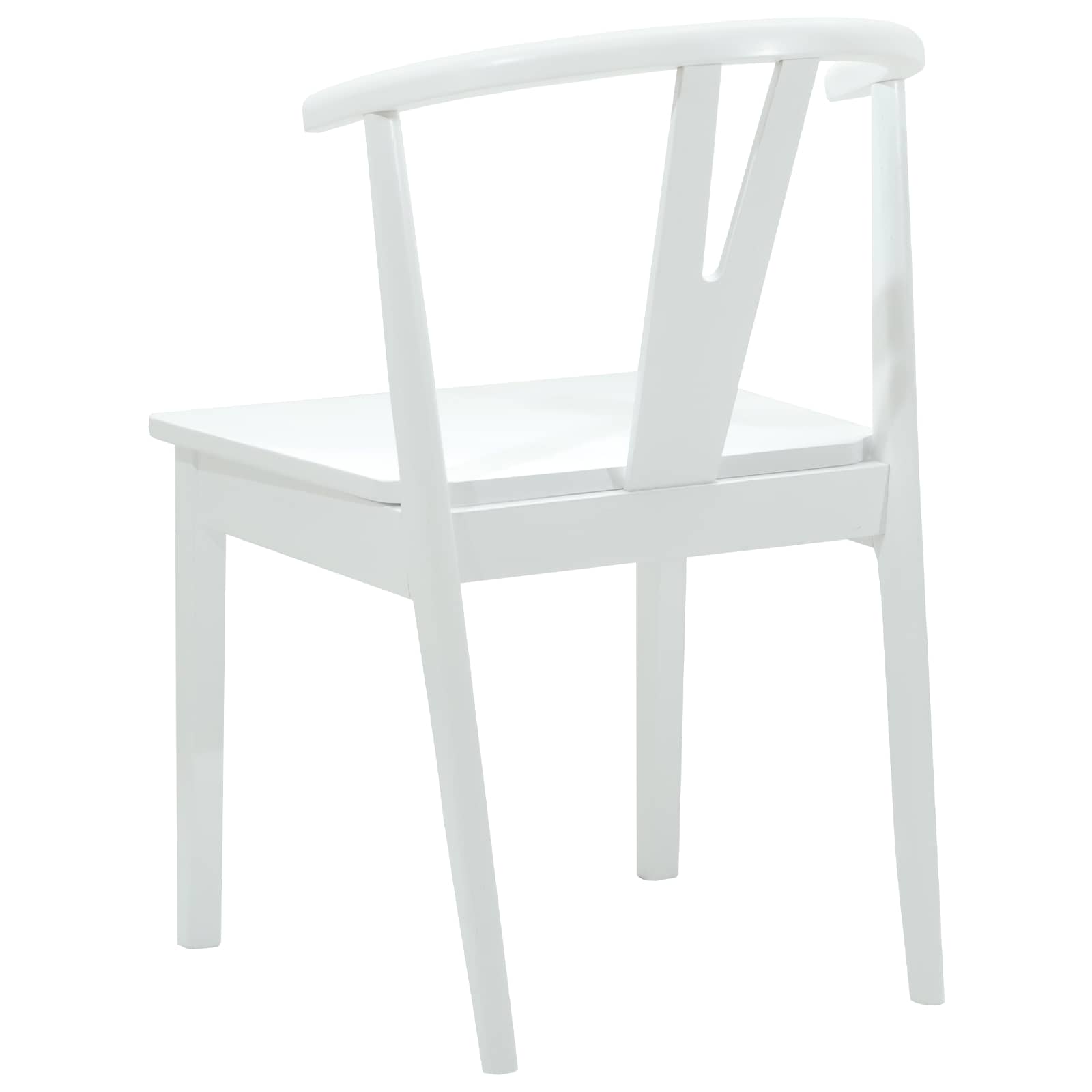 Dining Chair 2 pcs White and White Solid Rubber Wood