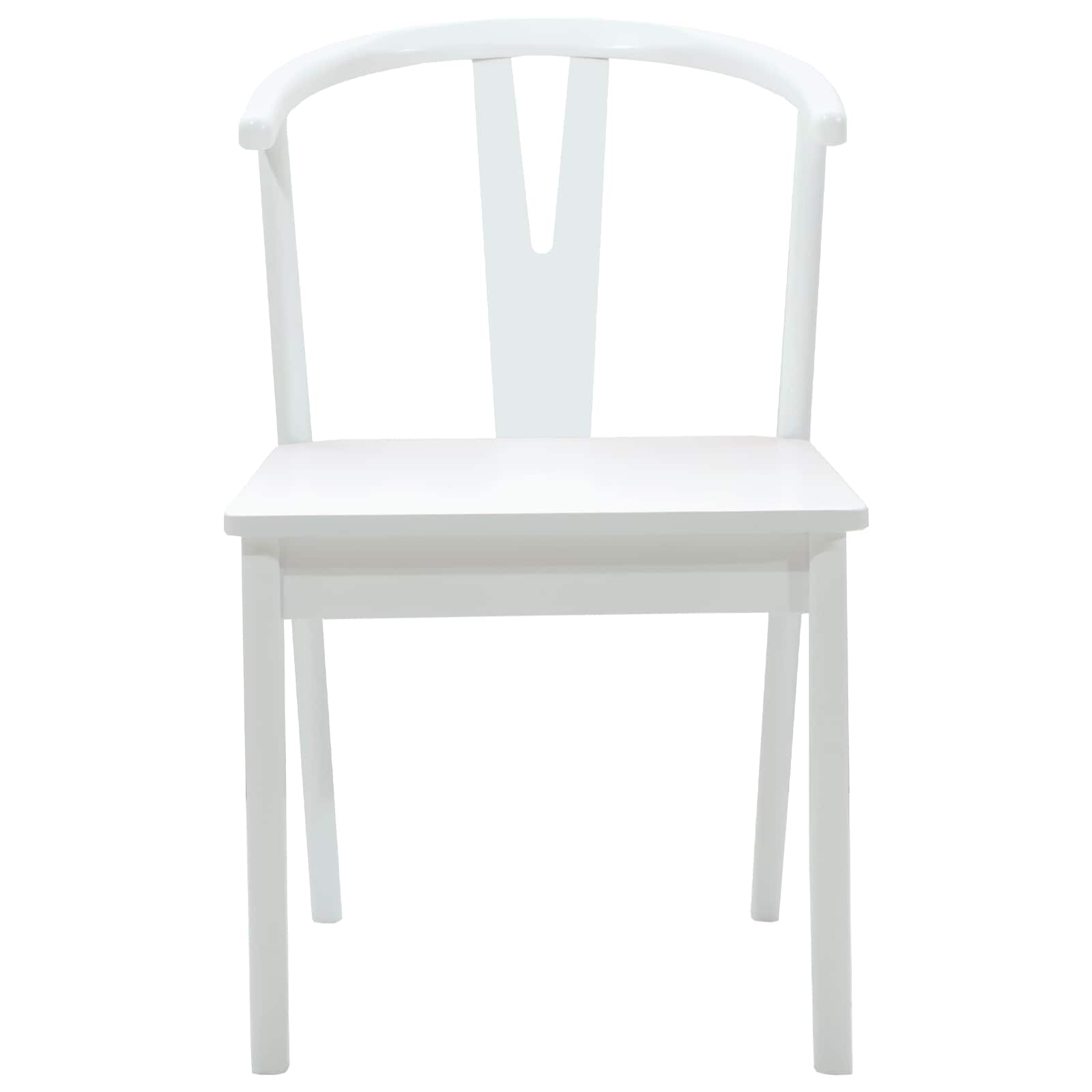 Dining Chair 2 pcs White and White Solid Rubber Wood