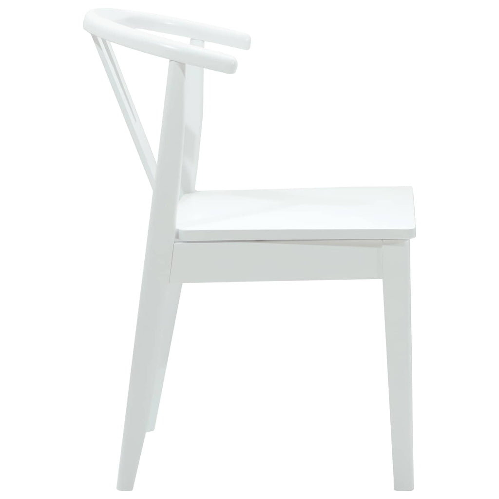 Dining Chair 2 pcs White and White Solid Rubber Wood