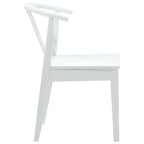 Dining Chair 2 pcs White and White Solid Rubber Wood