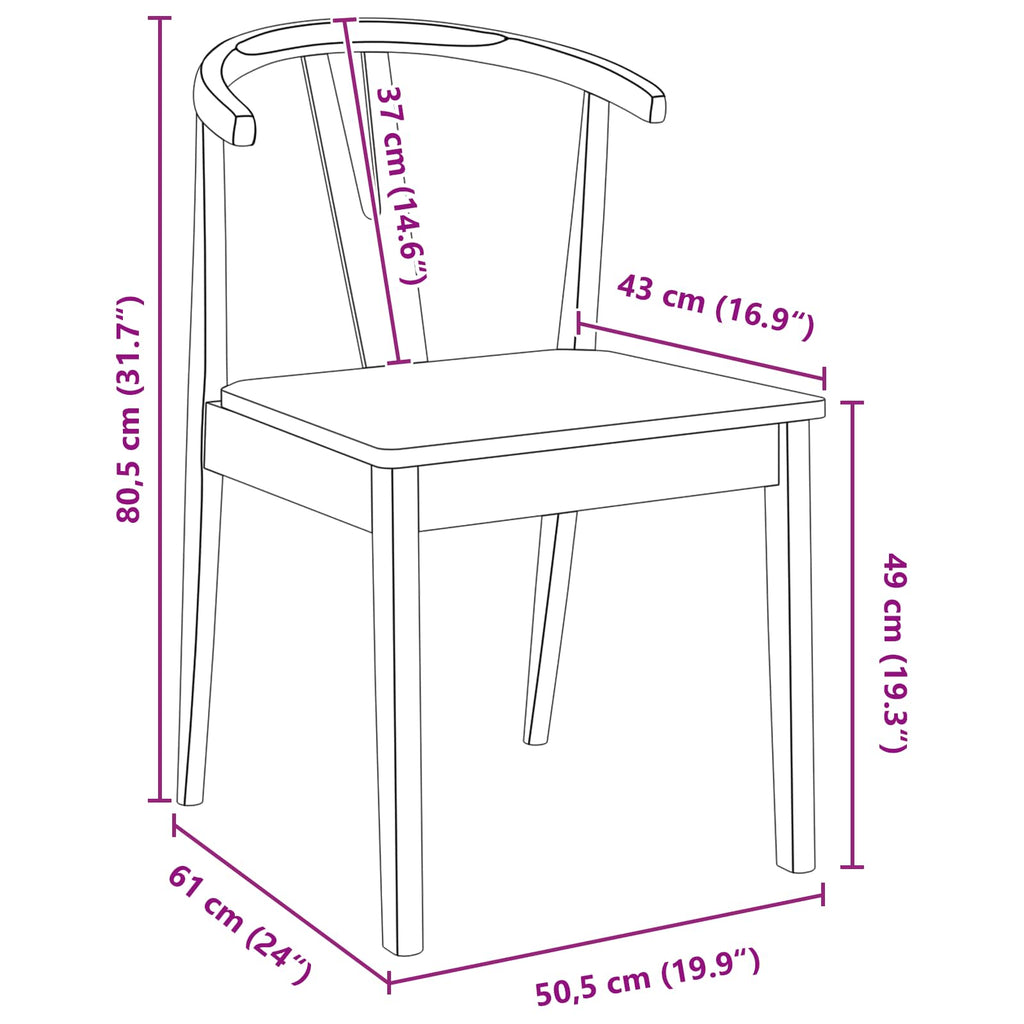 Dining Chair 2 pcs White and White Solid Rubber Wood
