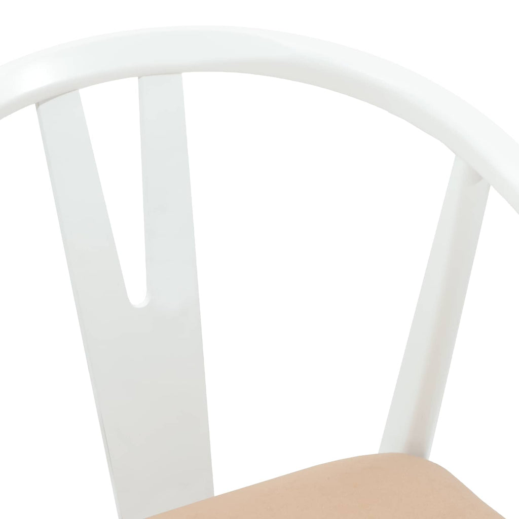 Dining Chair 2 pcs White and Brown Solid Rubber Wood