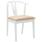 Dining Chair 2 pcs White and Brown Solid Rubber Wood