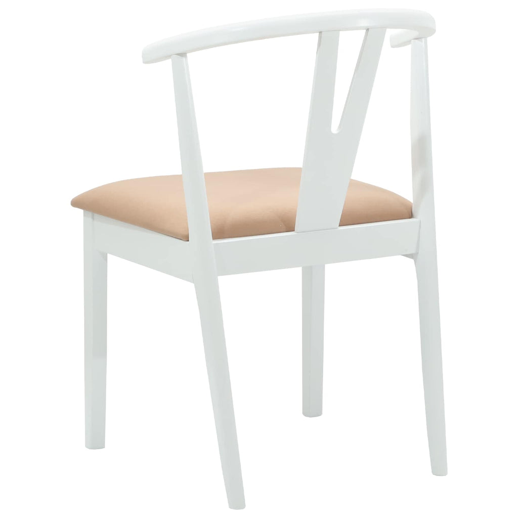 Dining Chair 2 pcs White and Brown Solid Rubber Wood