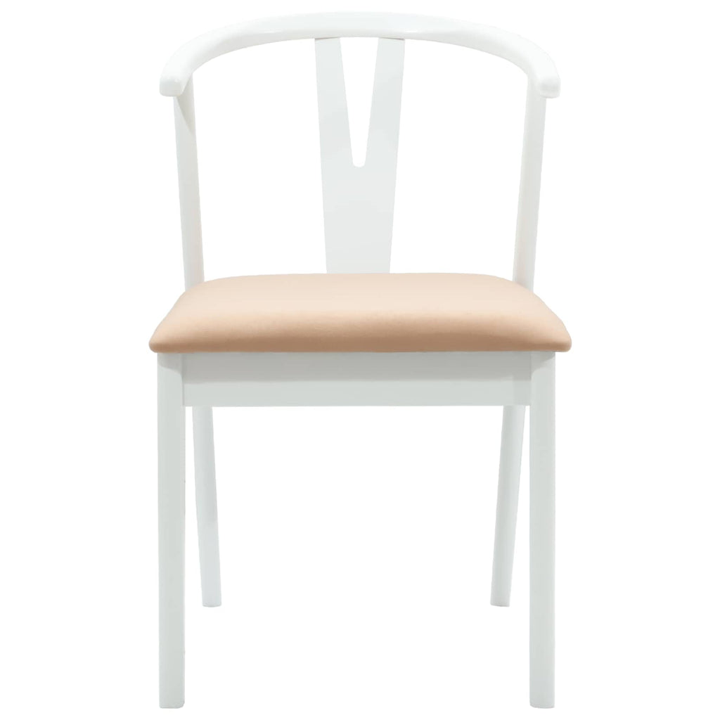 Dining Chair 2 pcs White and Brown Solid Rubber Wood