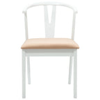 Dining Chair 2 pcs White and Brown Solid Rubber Wood