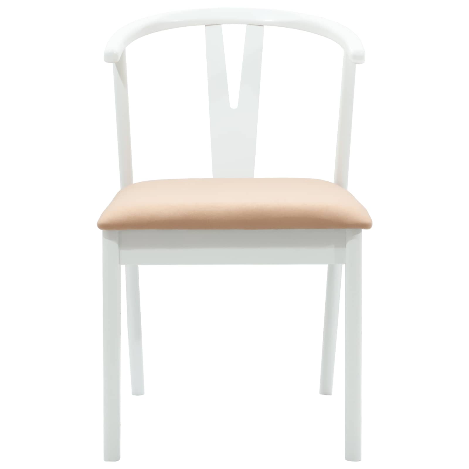Dining Chair 2 pcs White and Brown Solid Rubber Wood