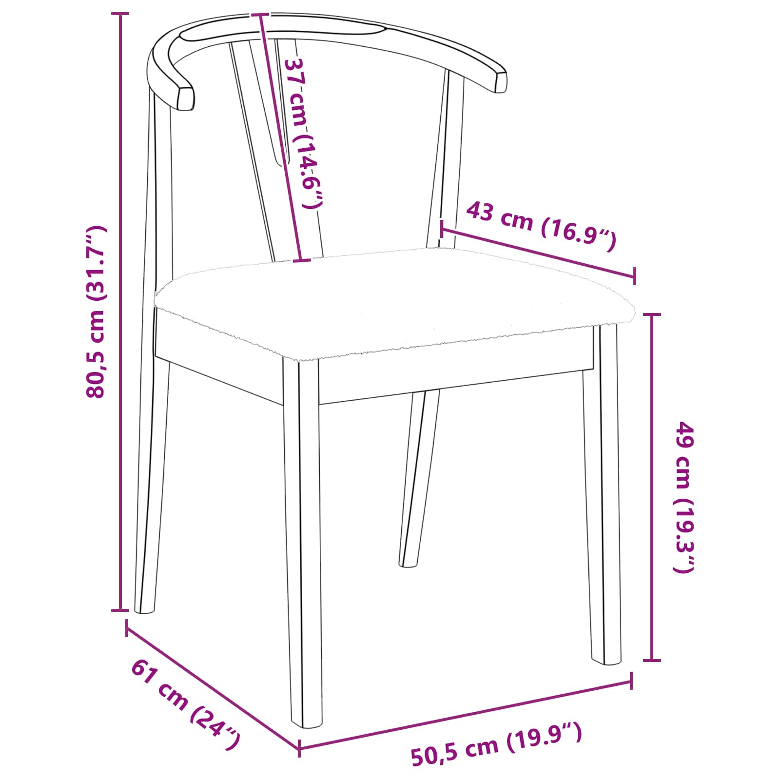 Dining Chair 2 pcs Natural and Light Solid Rubber Wood