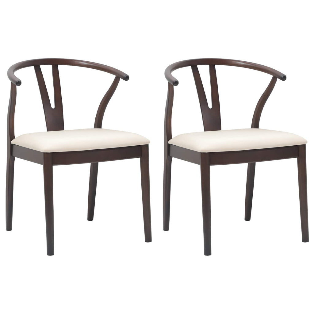Dining Chair 2 pcs Light Brown and Light Solid Rubber Wood