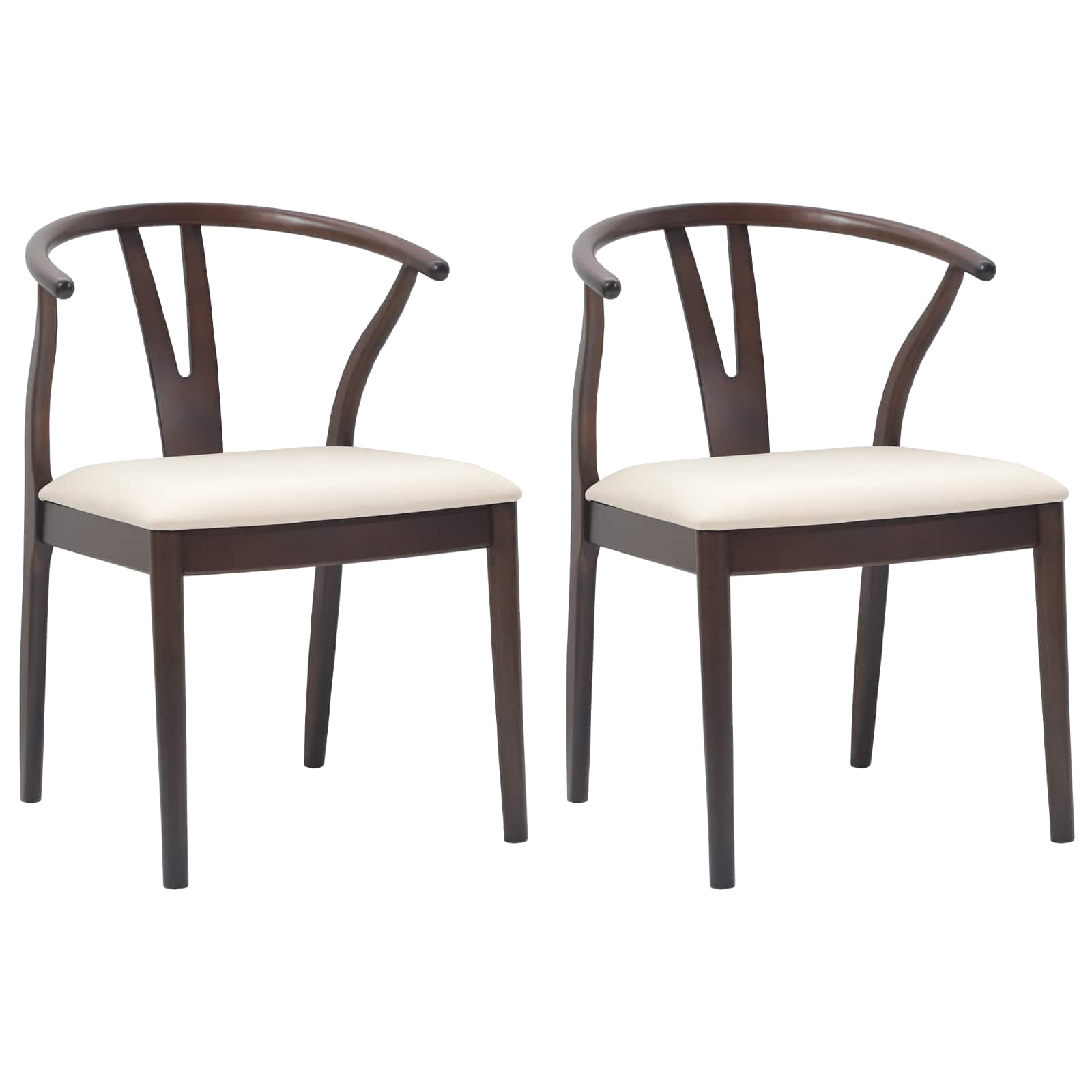 Dining Chair 2 pcs Light Brown and Light Solid Rubber Wood