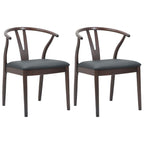 Dining Chair 2 pcs Light Brown and Black Solid Rubber Wood