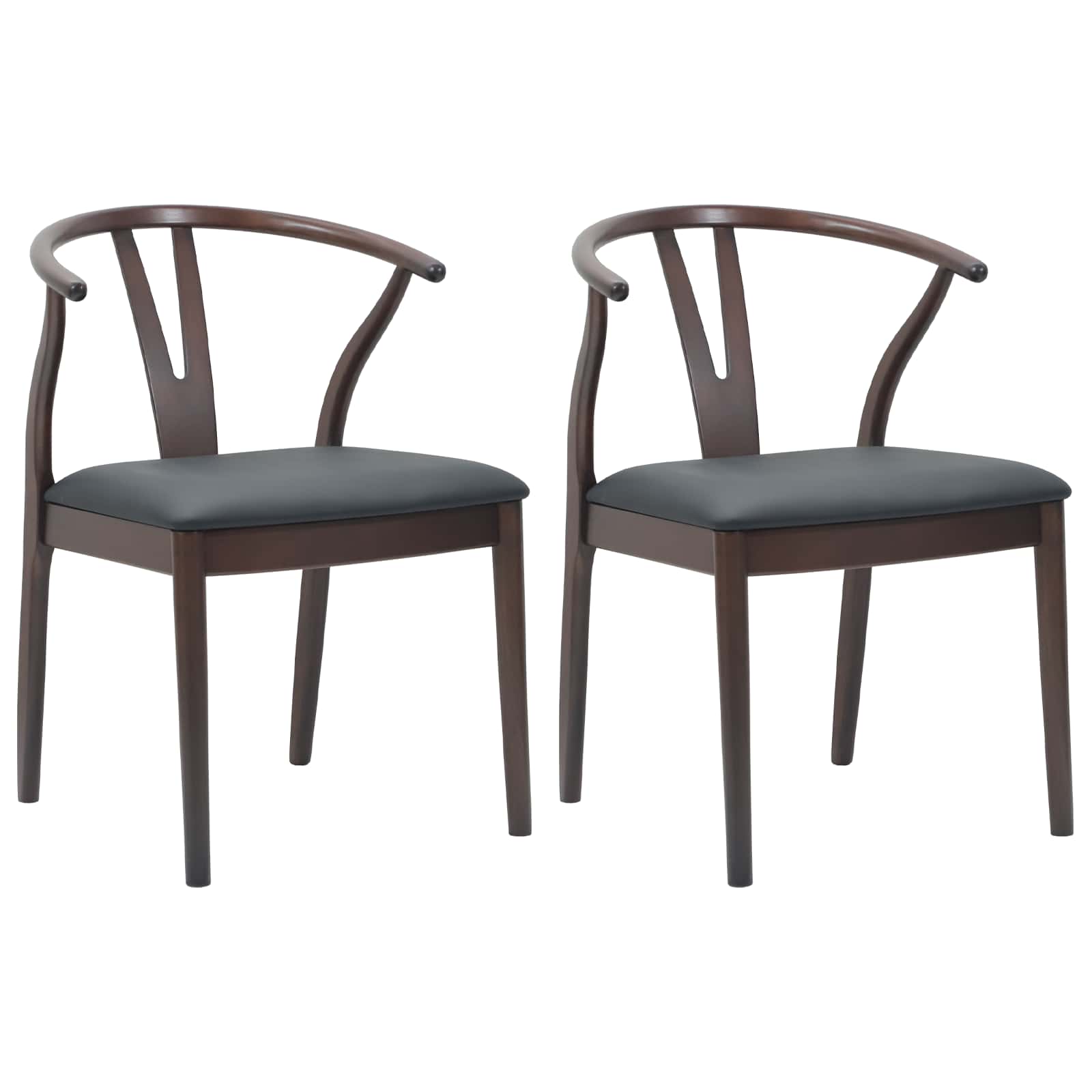 Dining Chair 2 pcs Light Brown and Black Solid Rubber Wood