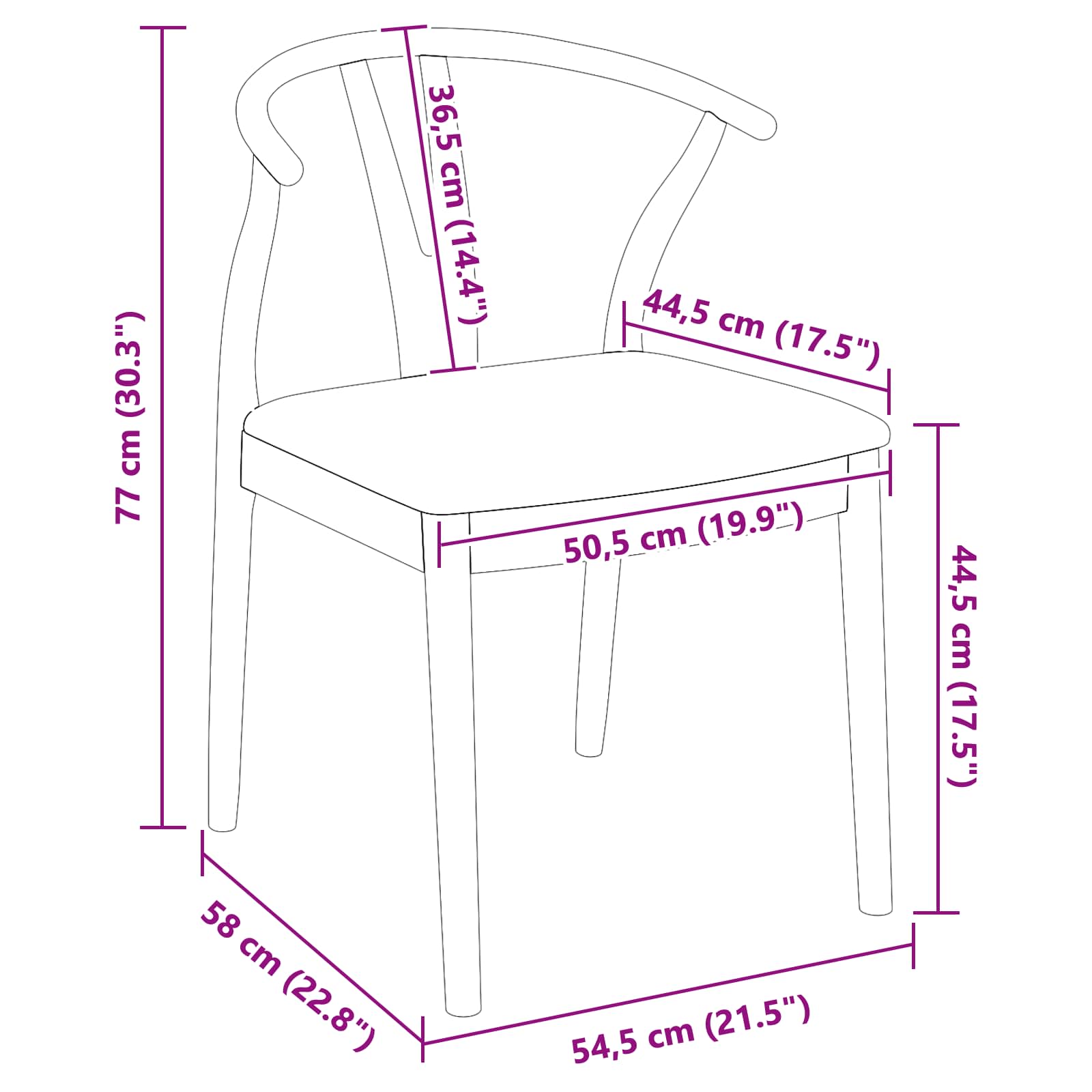 Dining Chair 2 pcs Light Brown and Black Solid Rubber Wood