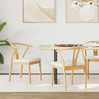 Dining Chair 2 pcs Natural and Light Solid Rubber Wood