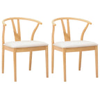 Dining Chair 2 pcs Natural and Light Solid Rubber Wood