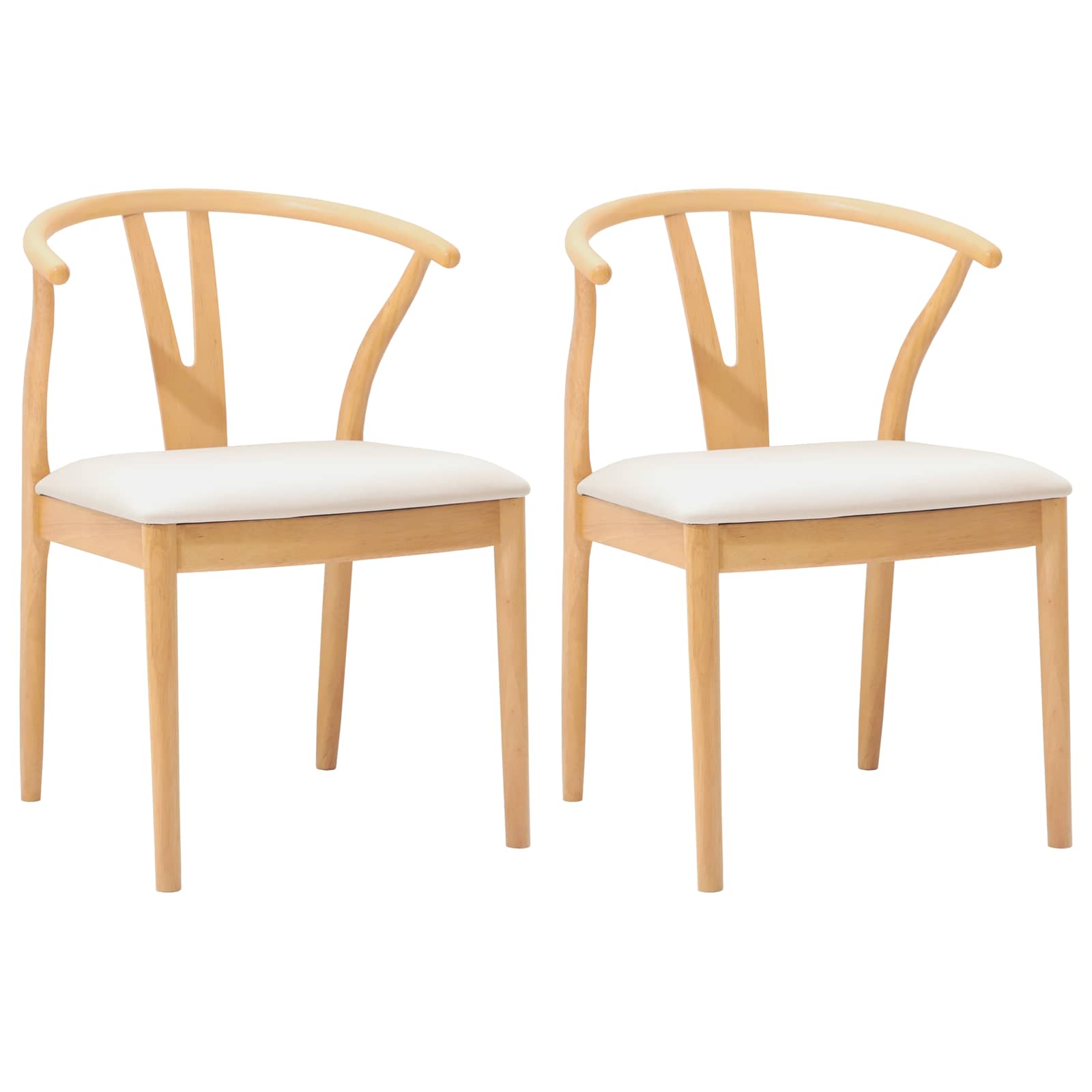 Dining Chair 2 pcs Natural and Light Solid Rubber Wood