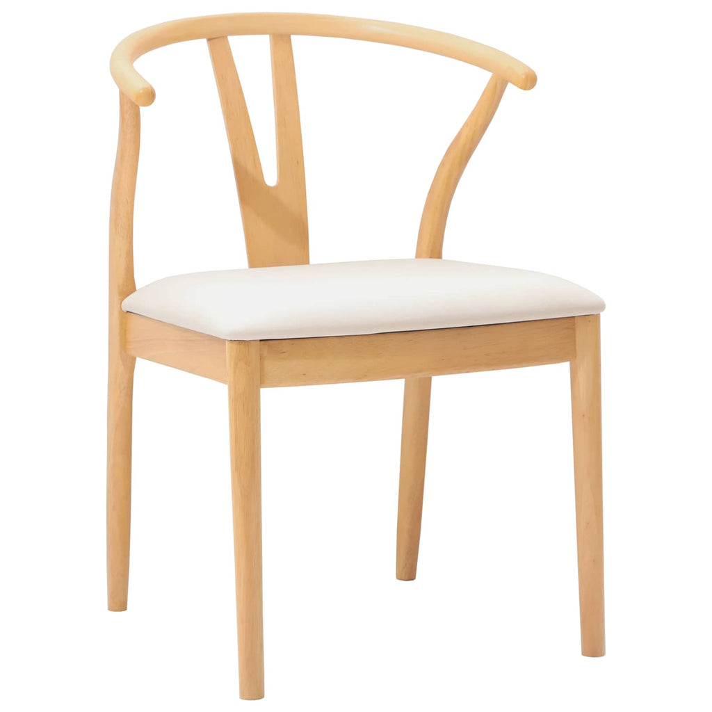 Dining Chair 2 pcs Natural and Light Solid Rubber Wood