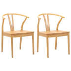 Dining Chair 2 pcs Natural Solid Rubber Wood