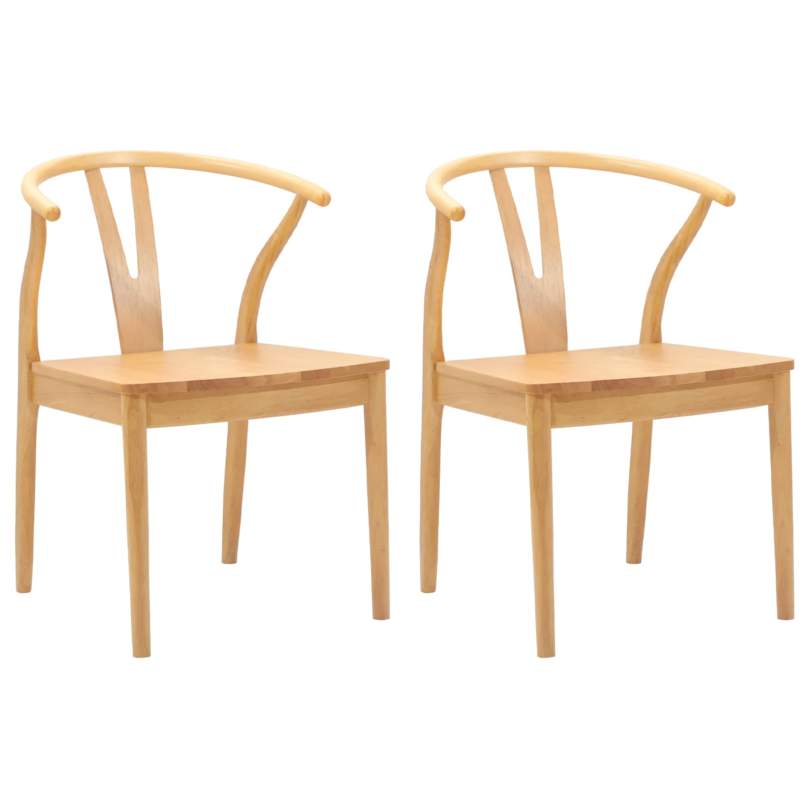 Dining Chair 2 pcs Natural Solid Rubber Wood