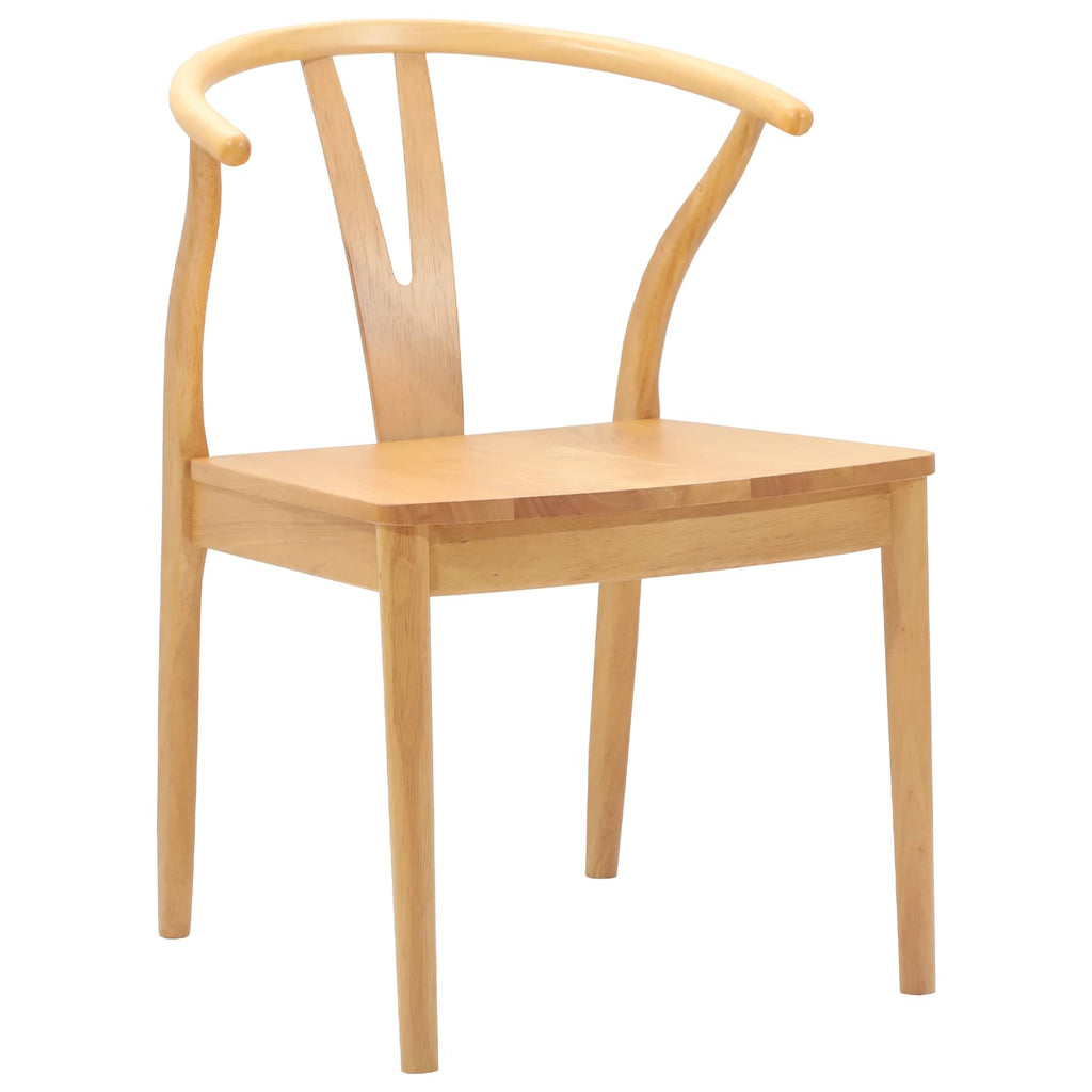 Dining Chair 2 pcs Natural Solid Rubber Wood