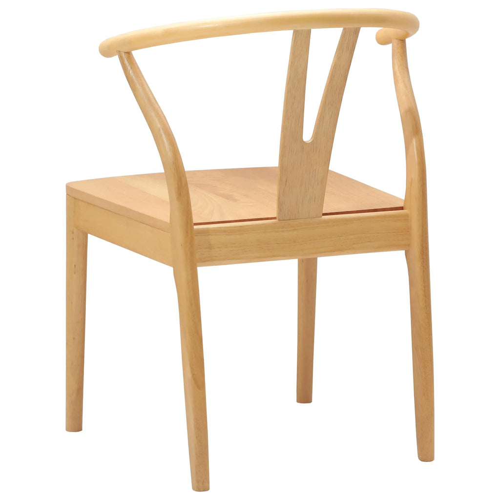 Dining Chair 2 pcs Natural Solid Rubber Wood