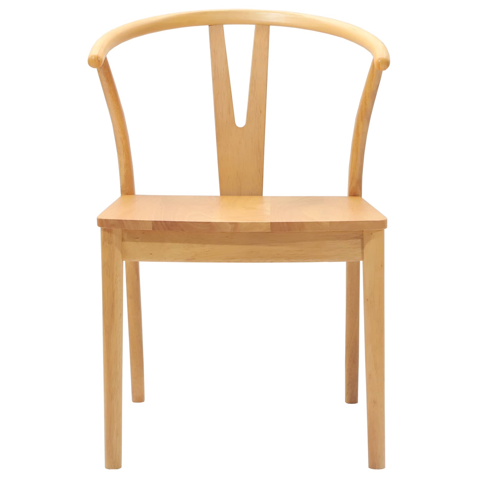 Dining Chair 2 pcs Natural Solid Rubber Wood