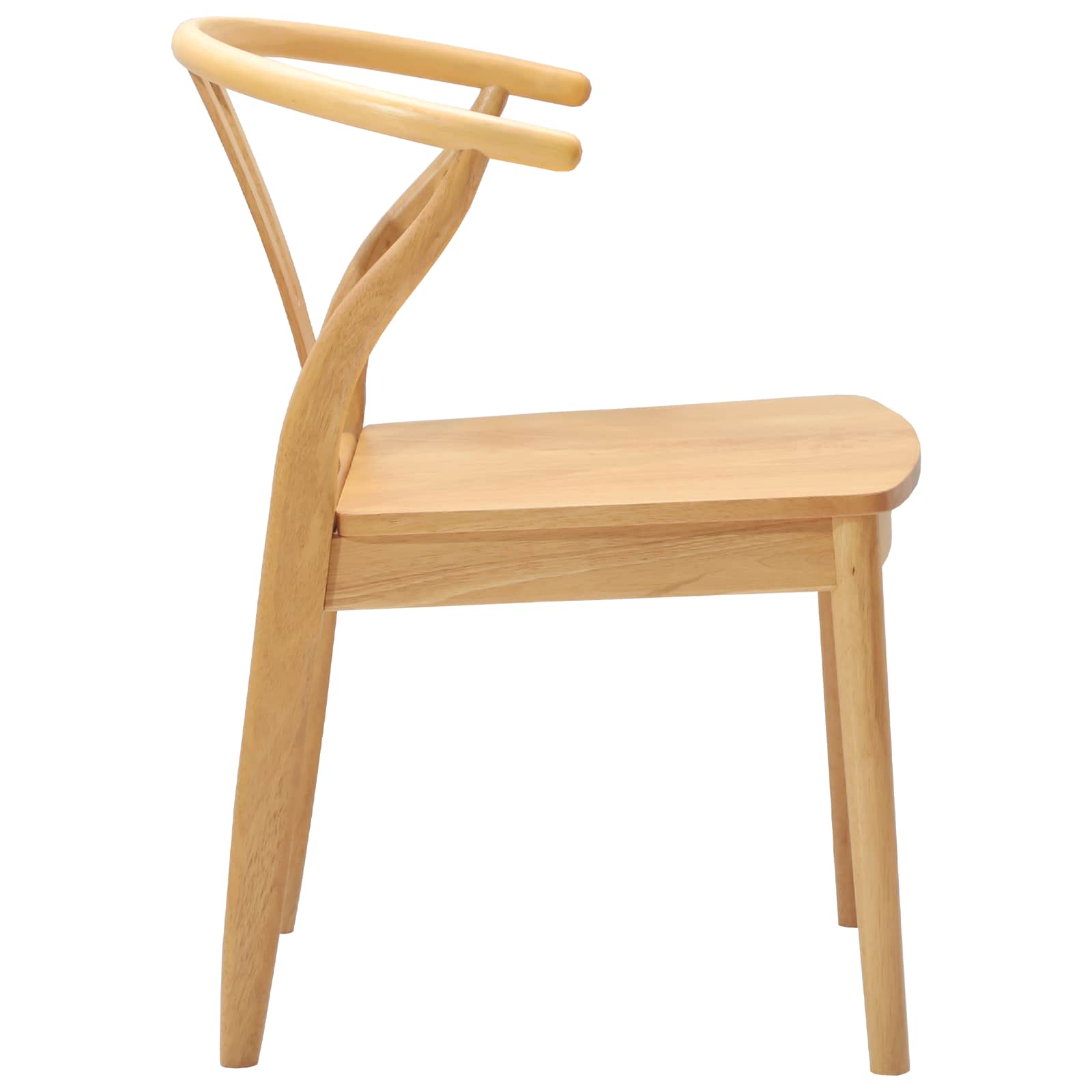 Dining Chair 2 pcs Natural Solid Rubber Wood