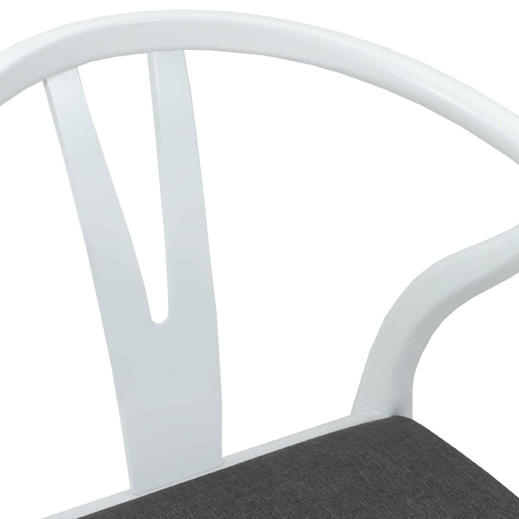 Dining Chair 2 pcs White and Grey Solid Rubber Wood