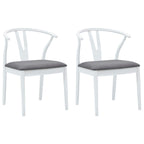 Dining Chair 2 pcs White and Grey Solid Rubber Wood