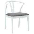 Dining Chair 2 pcs White and Grey Solid Rubber Wood