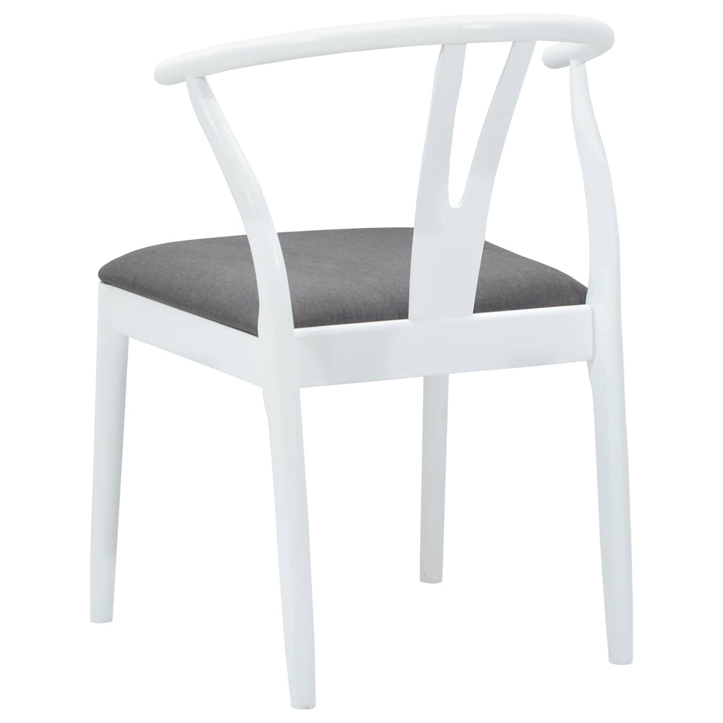 Dining Chair 2 pcs White and Grey Solid Rubber Wood