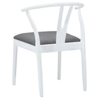 Dining Chair 2 pcs White and Grey Solid Rubber Wood