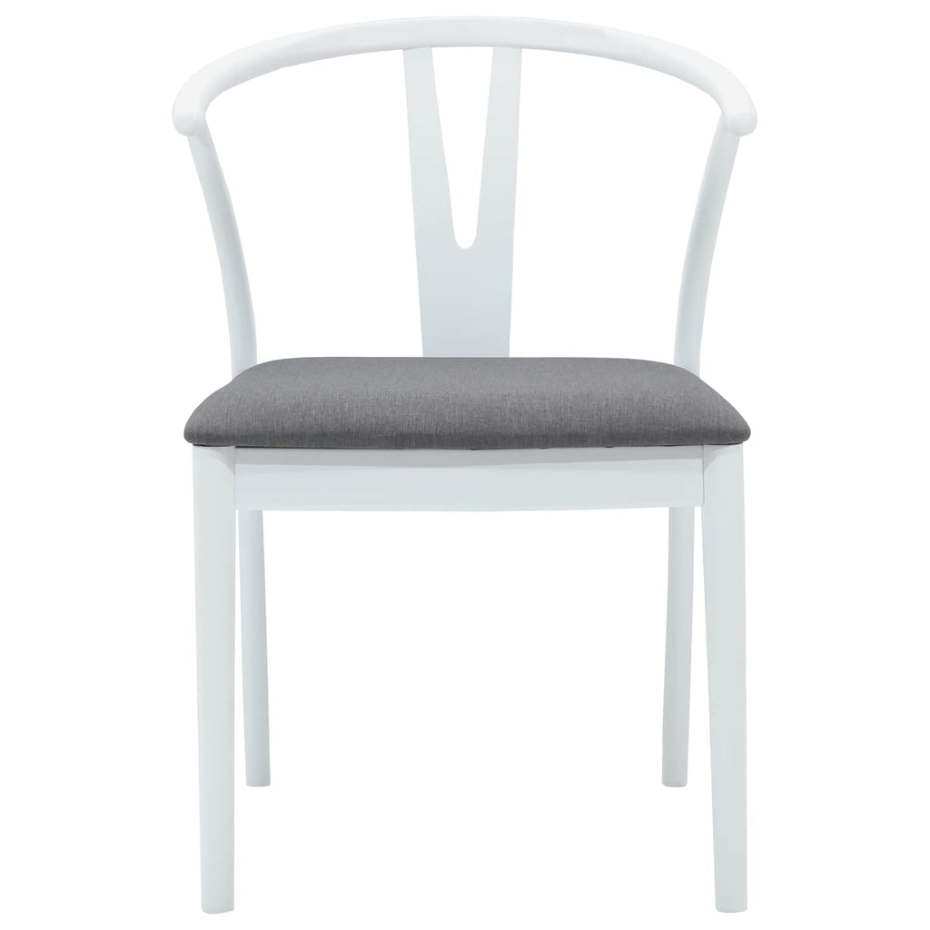 Dining Chair 2 pcs White and Grey Solid Rubber Wood