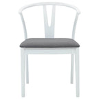 Dining Chair 2 pcs White and Grey Solid Rubber Wood