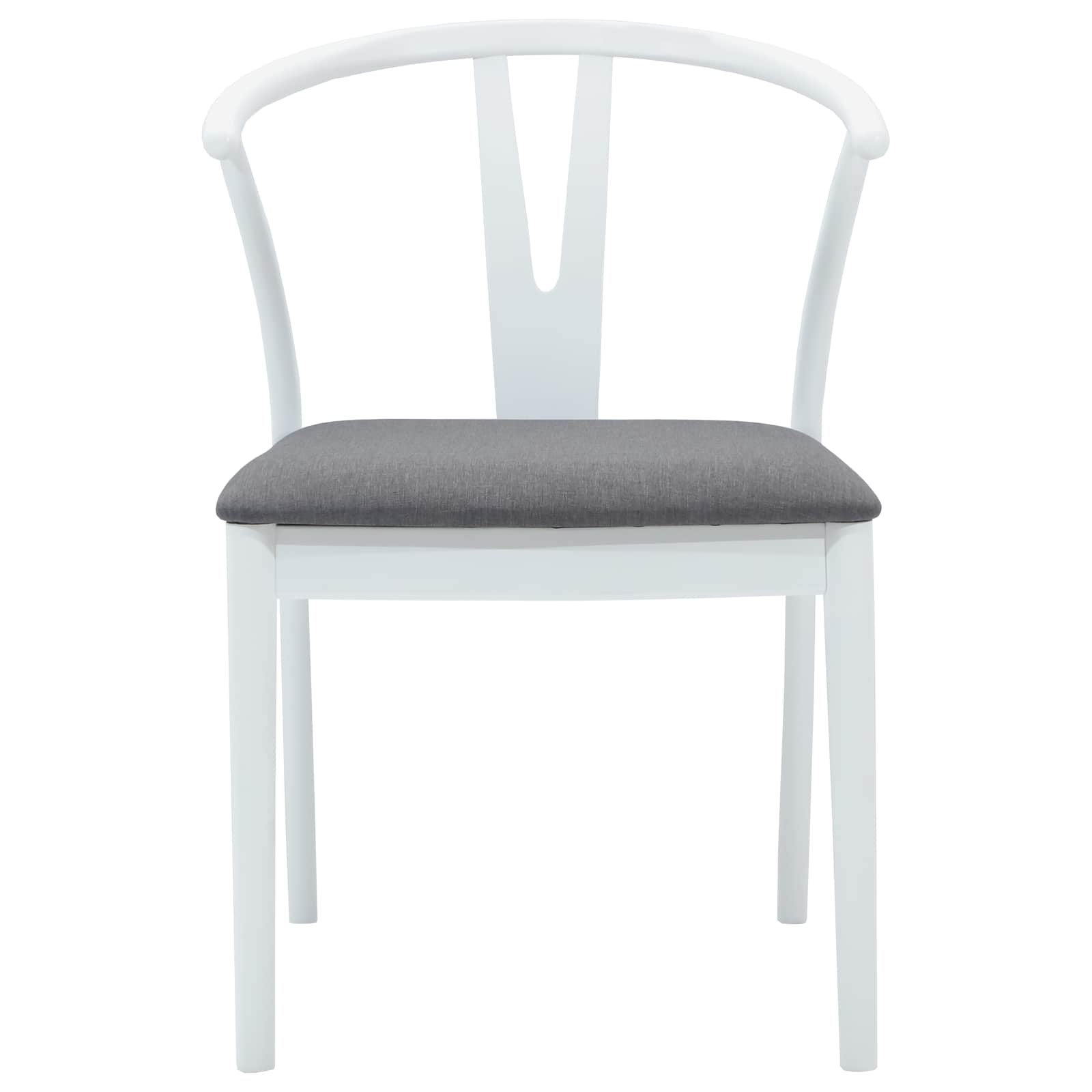 Dining Chair 2 pcs White and Grey Solid Rubber Wood