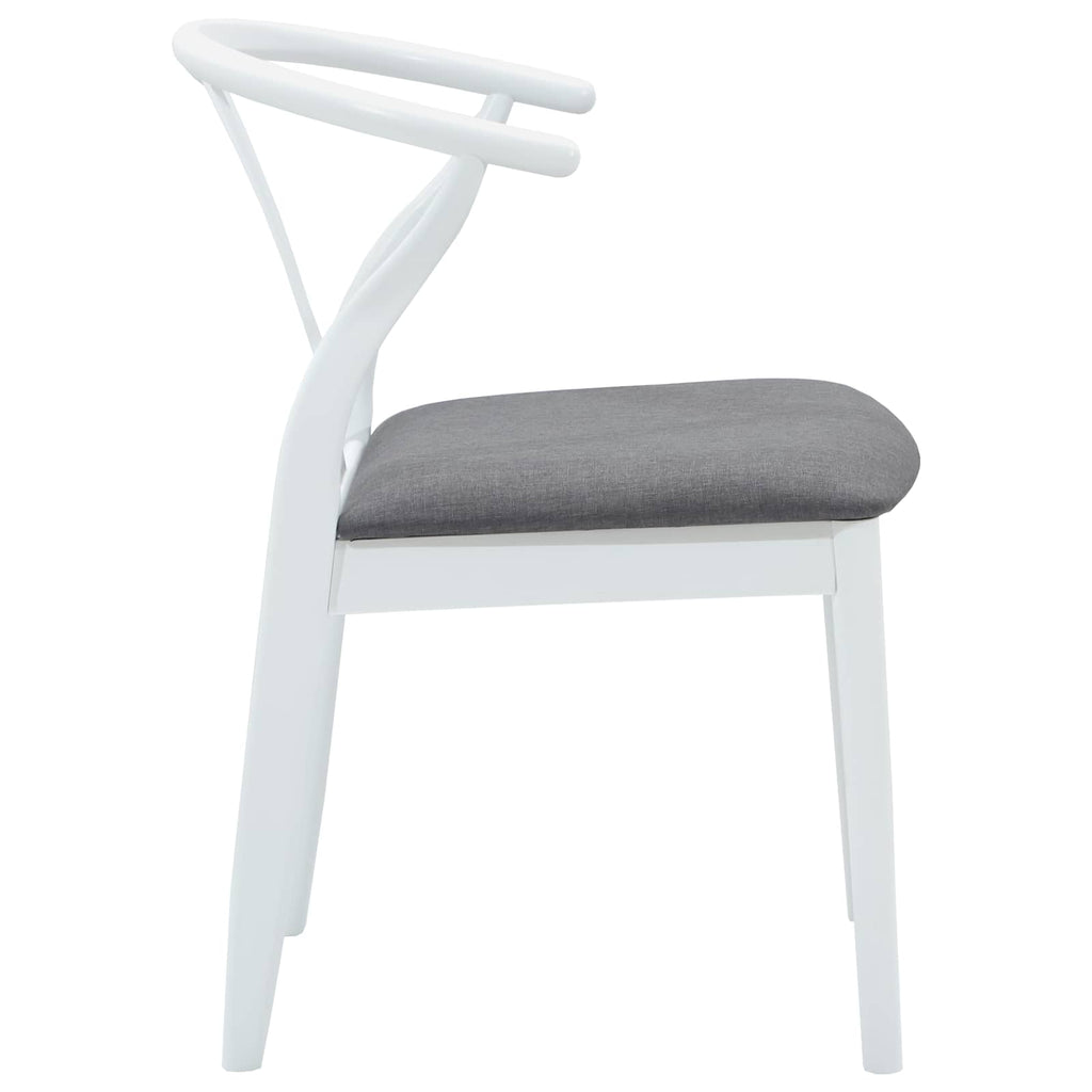 Dining Chair 2 pcs White and Grey Solid Rubber Wood