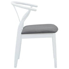 Dining Chair 2 pcs White and Grey Solid Rubber Wood