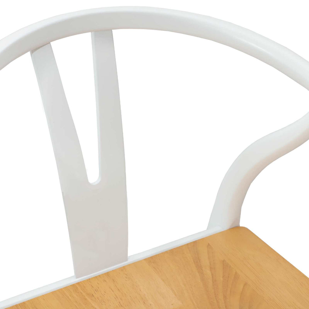 Dining Chair 2 pcs White and Natural Solid Rubber Wood