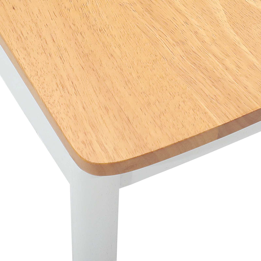 Dining Chair 2 pcs White and Natural Solid Rubber Wood