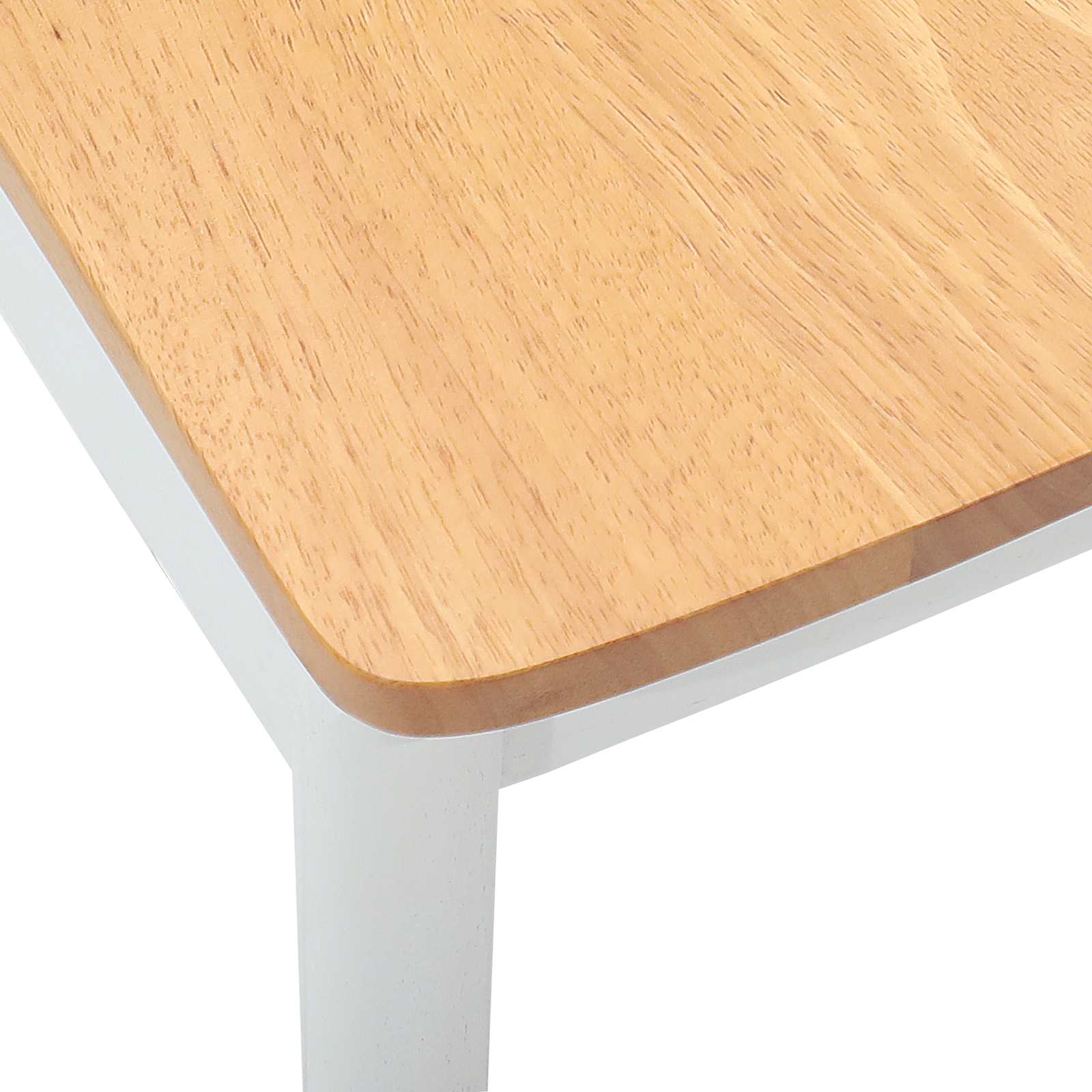 Dining Chair 2 pcs White and Natural Solid Rubber Wood