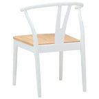 Dining Chair 2 pcs White and Natural Solid Rubber Wood