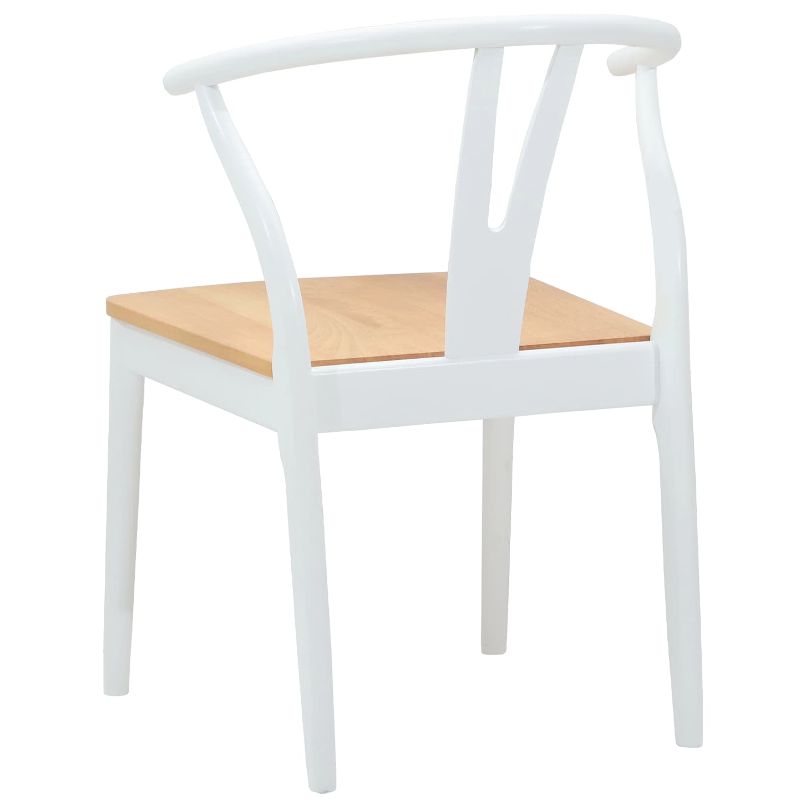 Dining Chair 2 pcs White and Natural Solid Rubber Wood